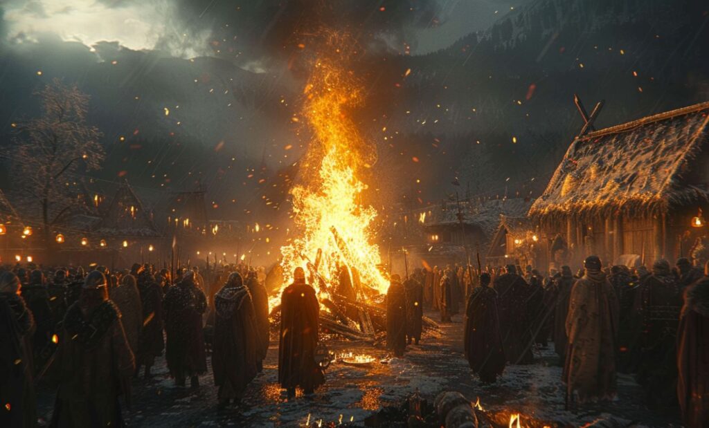 Les grands feux de la fête viking de Yule