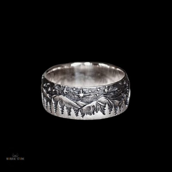 Bague viking le loup des bois en cuivre et acier, cadeau homme pour fêtes