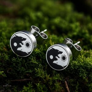 Boucles d'oreilles viking Skoll et Hati en acier