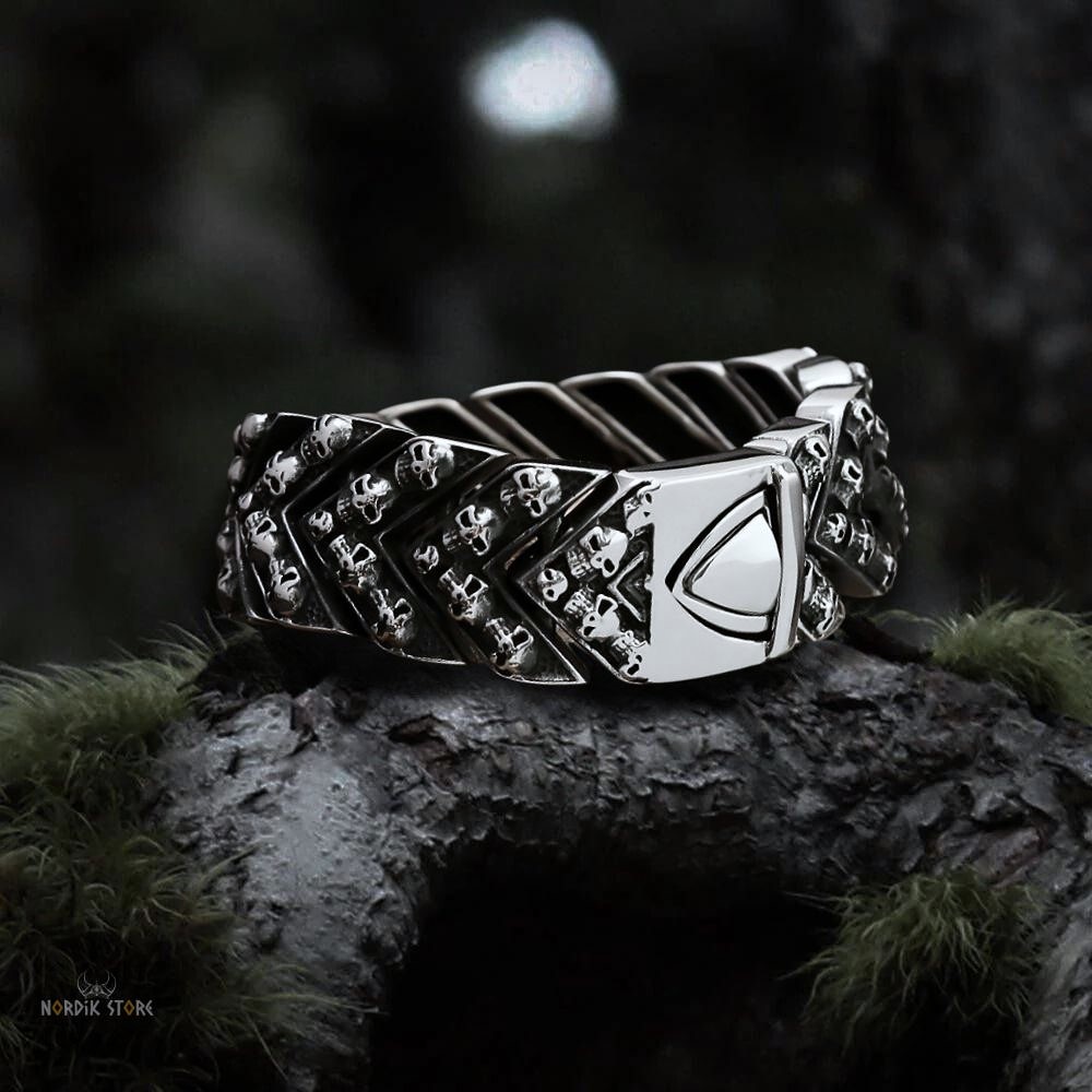 Bracelet viking Têtes de mort le Valhalla, cadeau homme pour fêtes