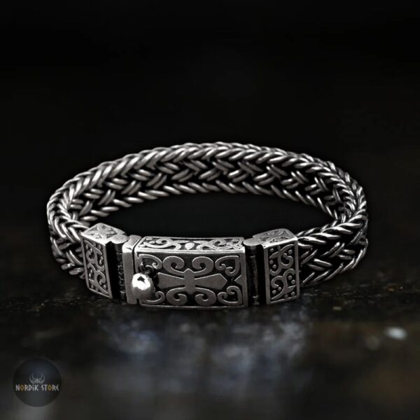 Bracelet viking Hastein en acier argent cadeau homme