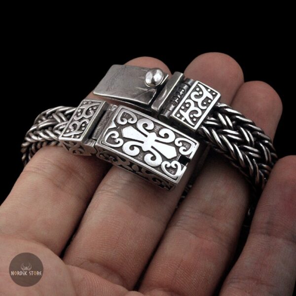 Bracelet viking Hastein en acier argent cadeau homme fêtes et anniversaire