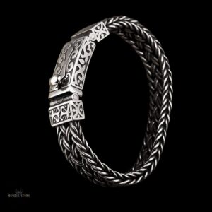 Bracelet viking Hastein en acier inoxydable argent cadeau homme fêtes