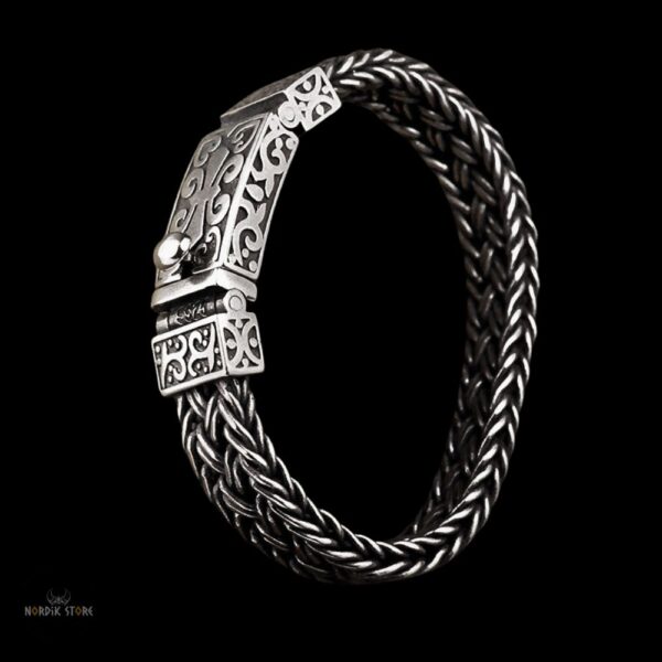 Bracelet viking Hastein en acier inoxydable argent cadeau homme fêtes