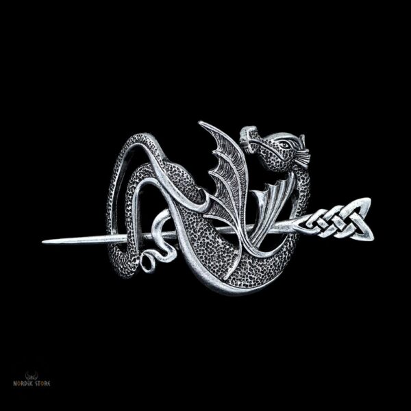 broche à cheveux fibule viking dragon valhalla, cadeau femme