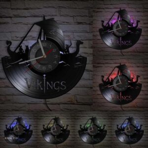 horloge le drakkar Viking à quartz et led, cadeau décoration maison
