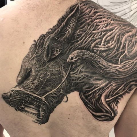 Tatouage Fenrir dos