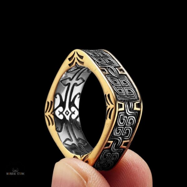 Anneau viking "Forge des Rois" en acier, cadeau homme et ados
