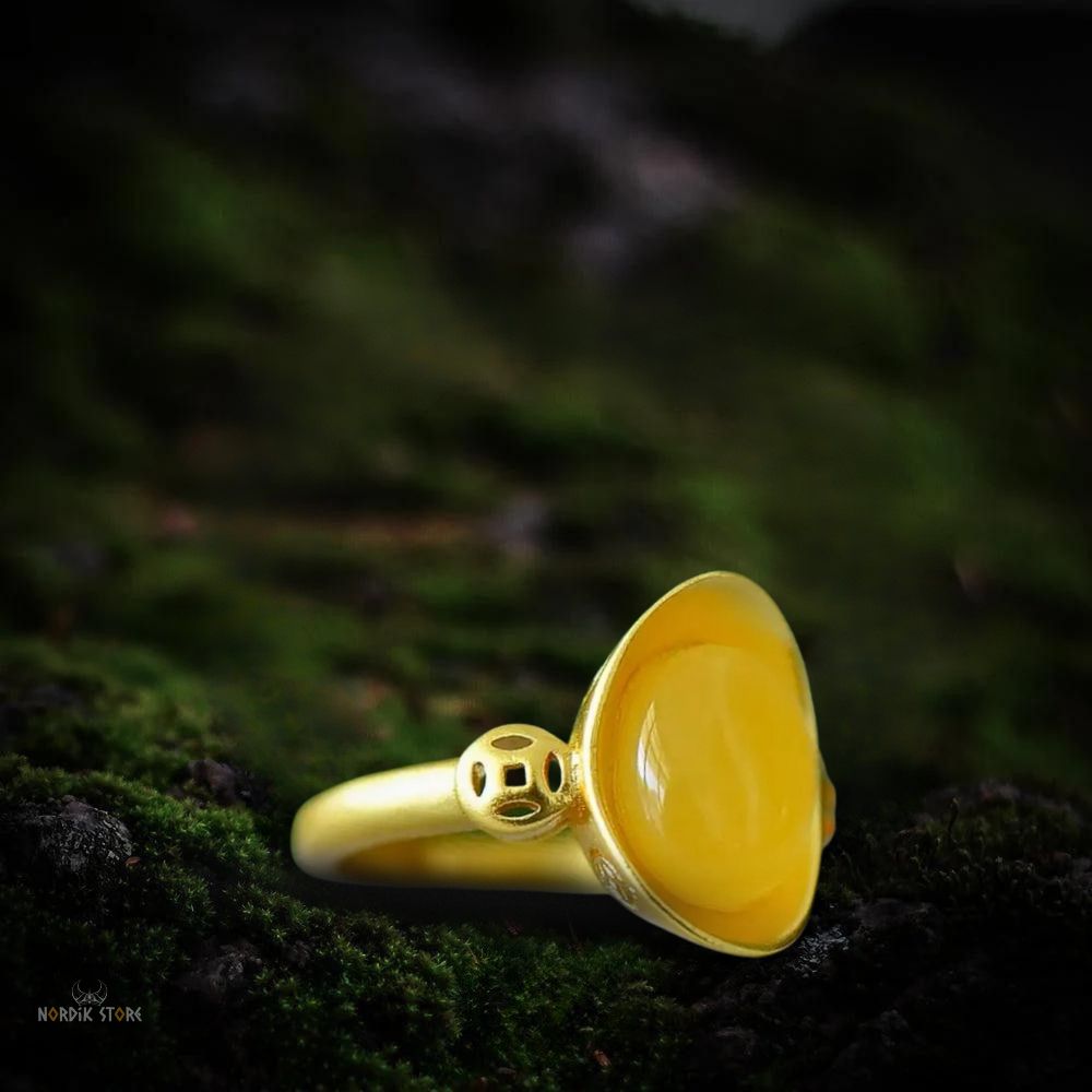 bague viking "Ambre de Freyja", cadeau femme