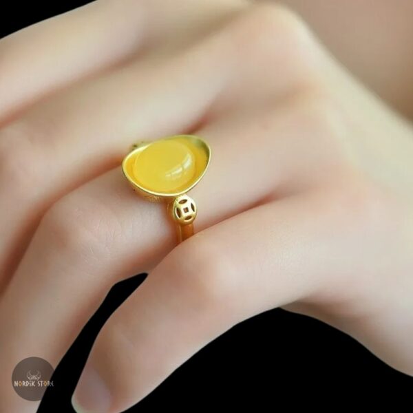 bague viking "Ambre de Freyja" réglable, cadeau femme et ados pour anniversaire et Noël