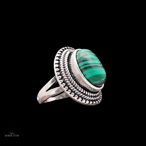 bague viking Lagertha Lodbrok en malachite, cadeau femme