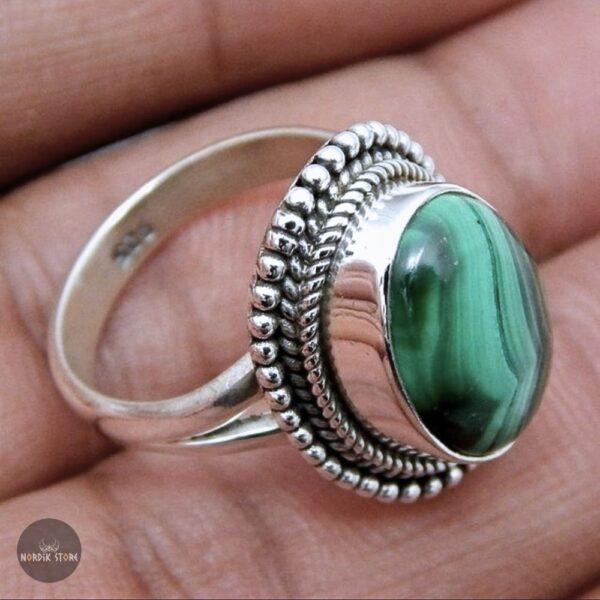 bague viking Lagertha Lodbrok en malachite, cadeau femme et ados