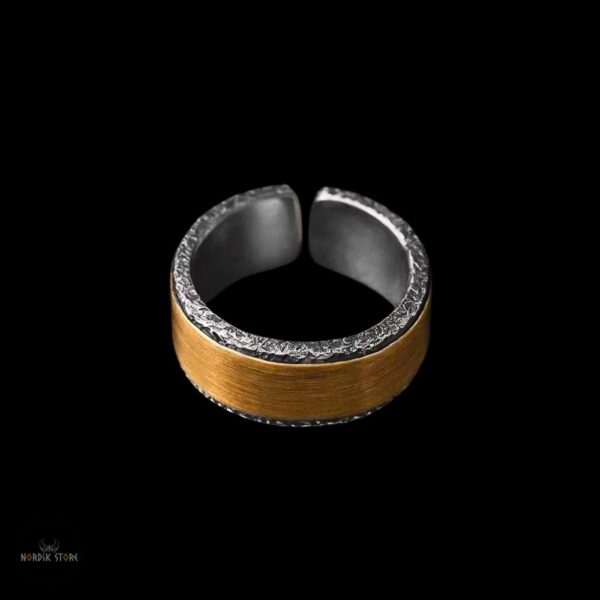Bague Viking "Sang de Fer" en acier et cuivre, cadeau homme et ados