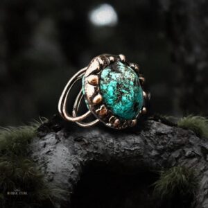 bague Viking Talisman d’Ægir, pierre turquoise et cuivre