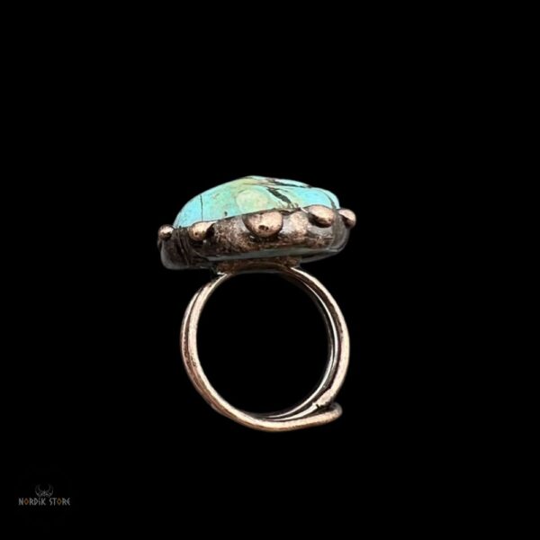 bague Viking Talisman d’Ægir, pierre turquoise et cuivre, cadeau