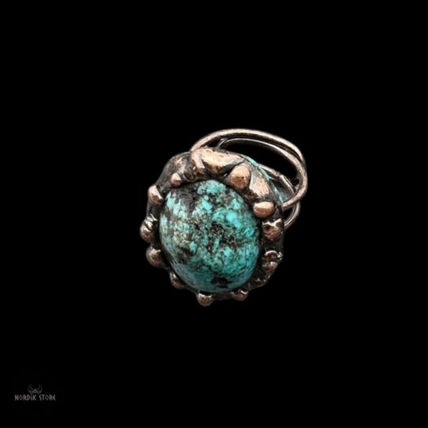 bague viking Talisman d’Ægir, pierre turquoise et cuivre, cadeau homme et femme