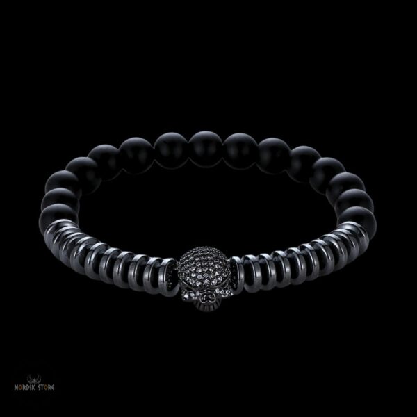 Bracelet Viking de Hel Crâne Noir, cadeau homme