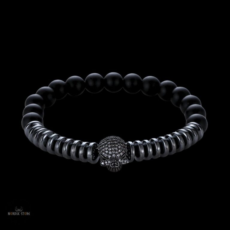 Bracelet Viking de Hel Crâne Noir, cadeau homme