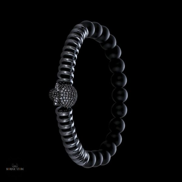 Bracelet Viking de Hel Crâne Noir, cadeau homme et ados
