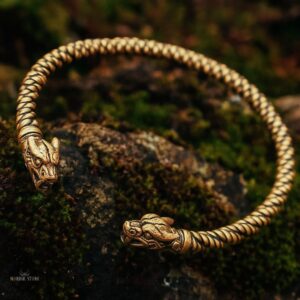 collier torque viking Fenrir forgé, cadeau homme et ados