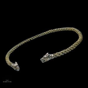 Collier torque viking Fenrisúlfr forgé, cadeau homme et femme