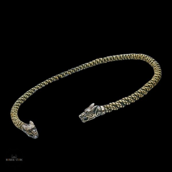Collier torque viking Fenrisúlfr forgé, cadeau homme et femme