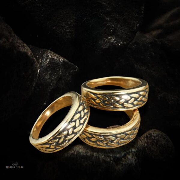 anneaux alliances viking Tresse du Destin en bronze, cadeau couple homme et femme