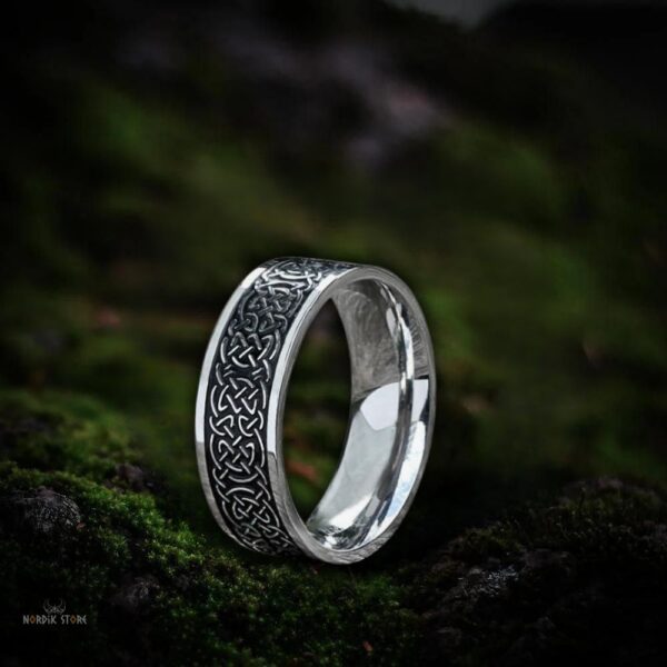 bague celtique Tissage des Mondes en acier argent