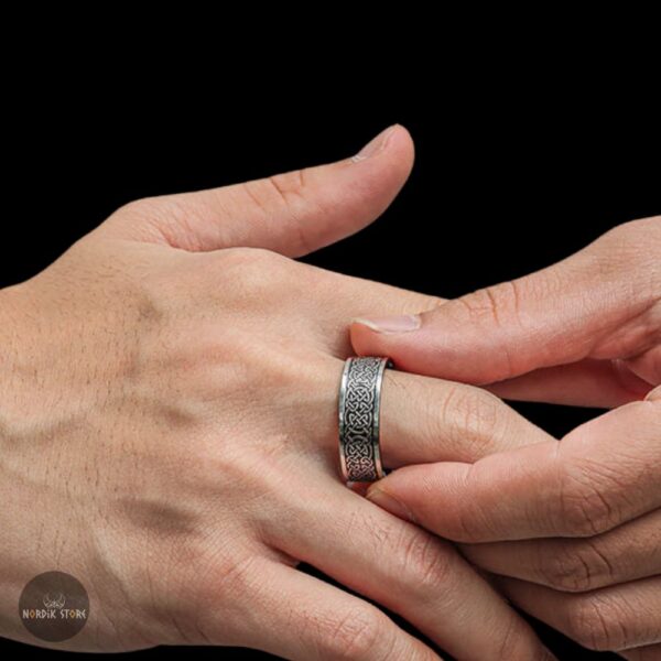 bague celtique viking Tissage des Mondes en acier, cadeau homme et femme