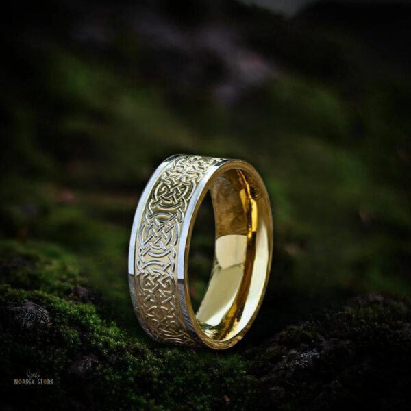 bague celtique Tissage des Mondes en acier or