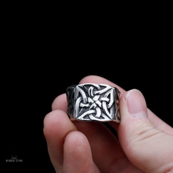 bague celtique viking “Nœud des Anciens” en acier, cadeau homme