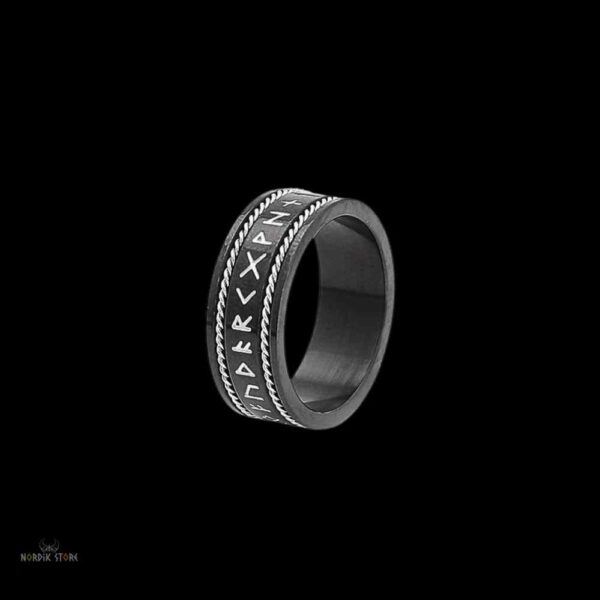 bague Viking Rune éternelle en argent noir acier, cadeau homme