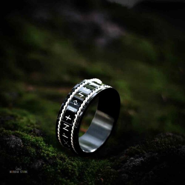 bague Viking Rune éternelle noir, cadeau