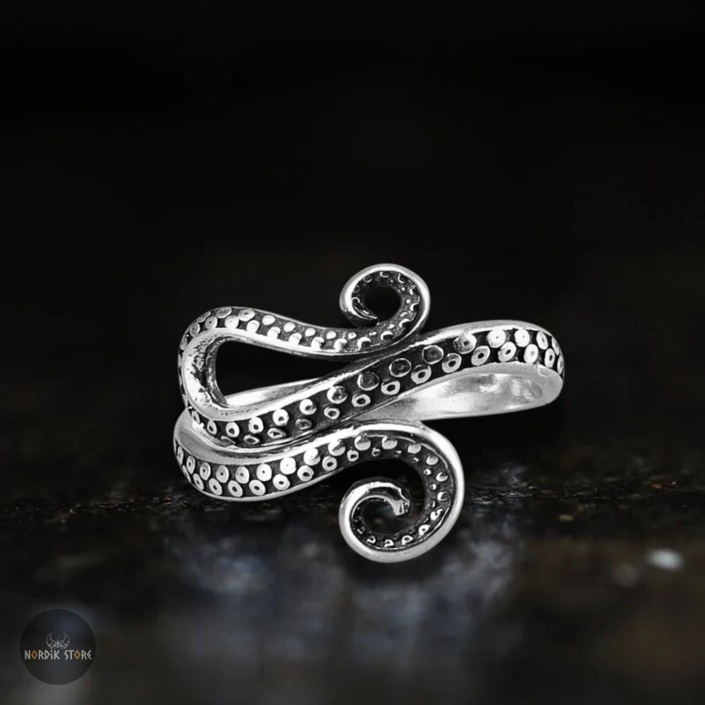Bague tentacules du Kraken en argent, cadeau