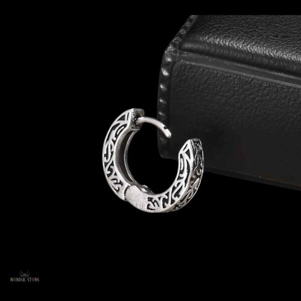boucle d’oreille viking "Marque du Clan" acier argent, cadeau homme et garçon