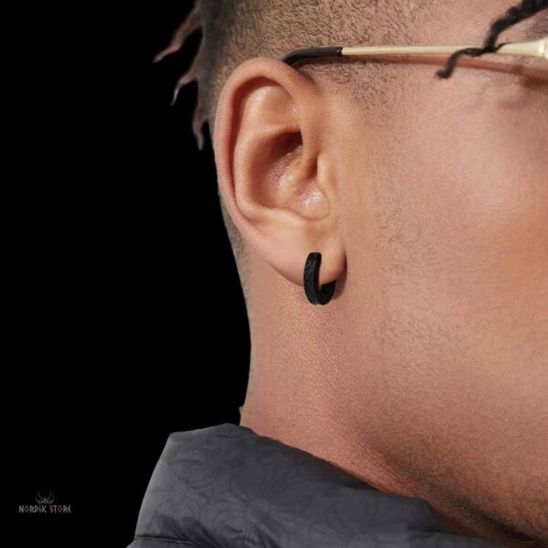 boucle d’oreille viking "Marque du Clan" noire, cadeau homme et garçon