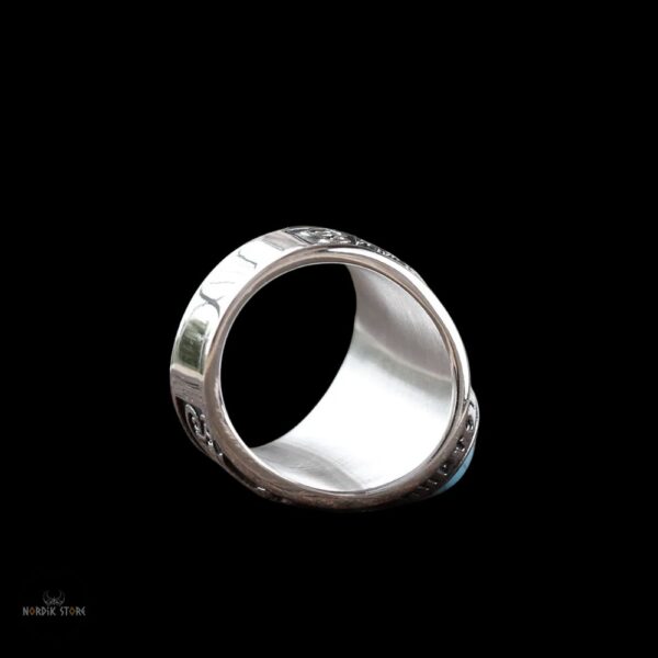 bague viking Turquoise du loup Fenrir en acier et turquoise, cadeau homme et ados