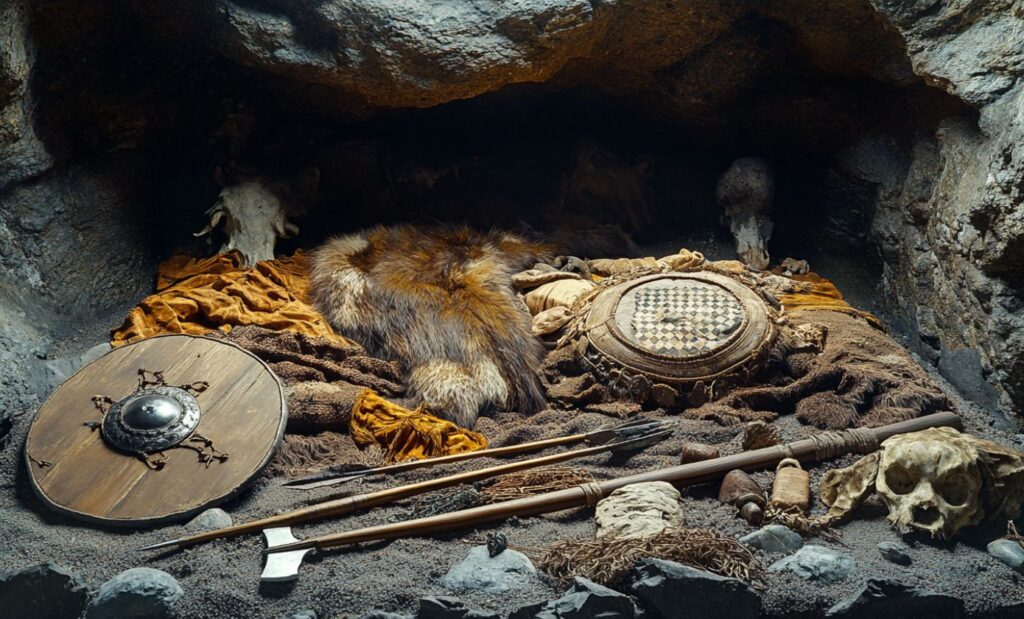 Reconstruction arché ologique tombe guerrier de Birka