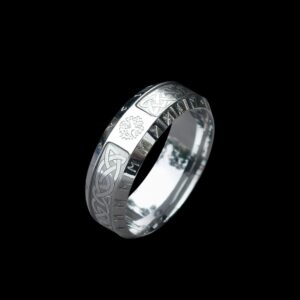 Anneau viking des neuf mondes acier argent, cadeau