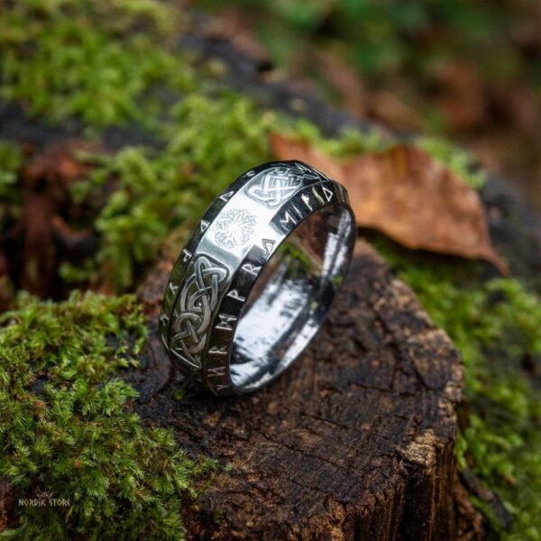 Anneau viking des neuf mondes argent, cadeau