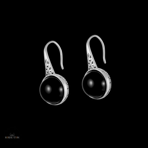 boucles d’oreilles viking ombre de Freyja en argent et onyx, cadeau femme