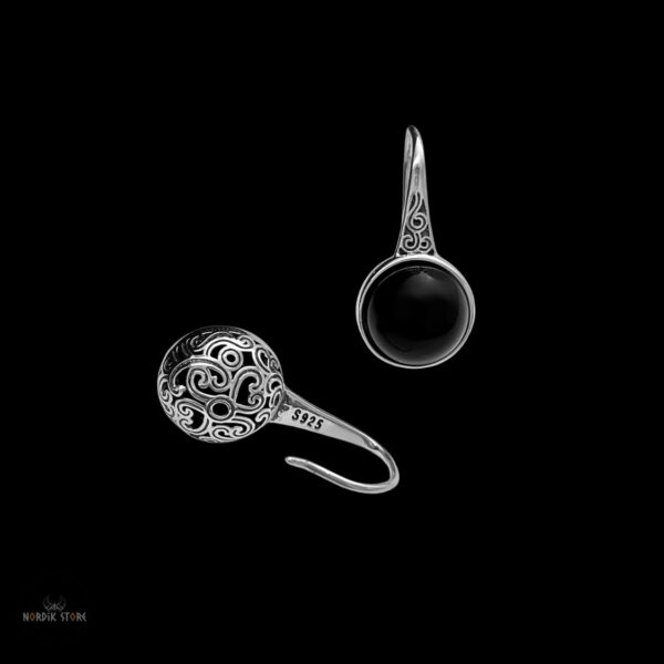boucles d’oreilles viking ombre de Freyja en argent et onyx noir, cadeau femme