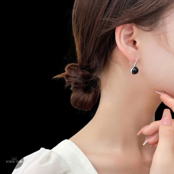 boucles d’oreilles viking ombre de Freyja en argent et onyx noir, cadeau femme pour Noêl et anniversaire