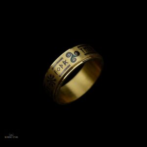 Anneau viking sceau des Dieux en acier or, cadeau