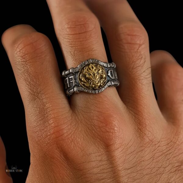 chevalière viking dragon de Feu en argent, cadeau homme