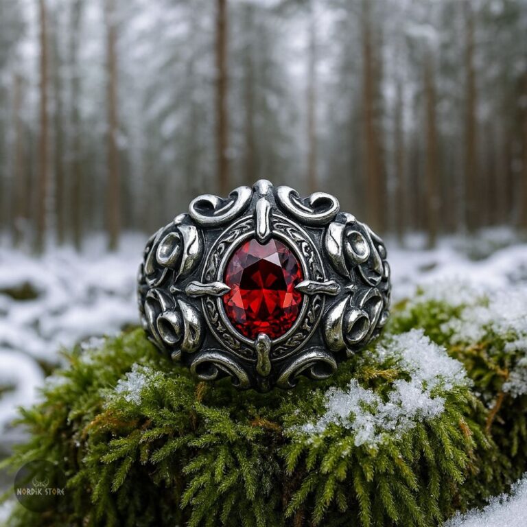 Chevalière viking Rubis du Valhalla