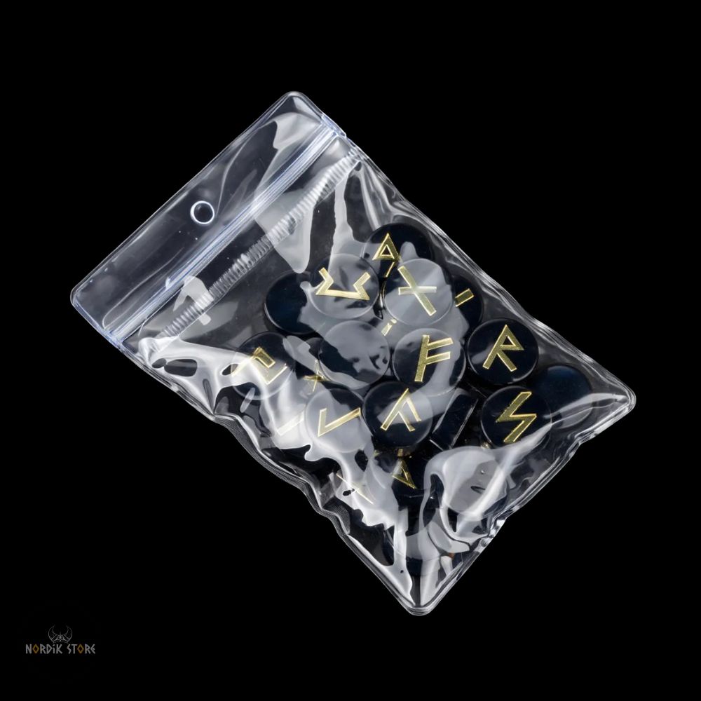 25 runes vikings Runda obsidienne, cadeau de divination