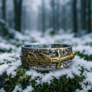 anneau viking Souffle de Fáfnir en argent 925 sterling, cadeau