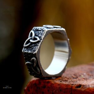 anneau viking Trinité des Braves en acier, cadeau homme