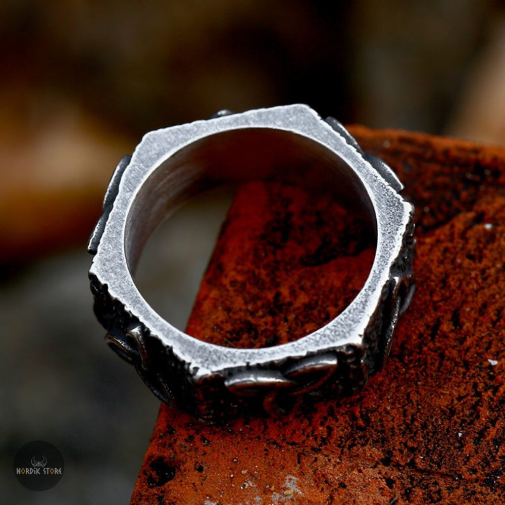 bague et anneau viking Trinité des Braves en acier 316, cadeau homme et femme